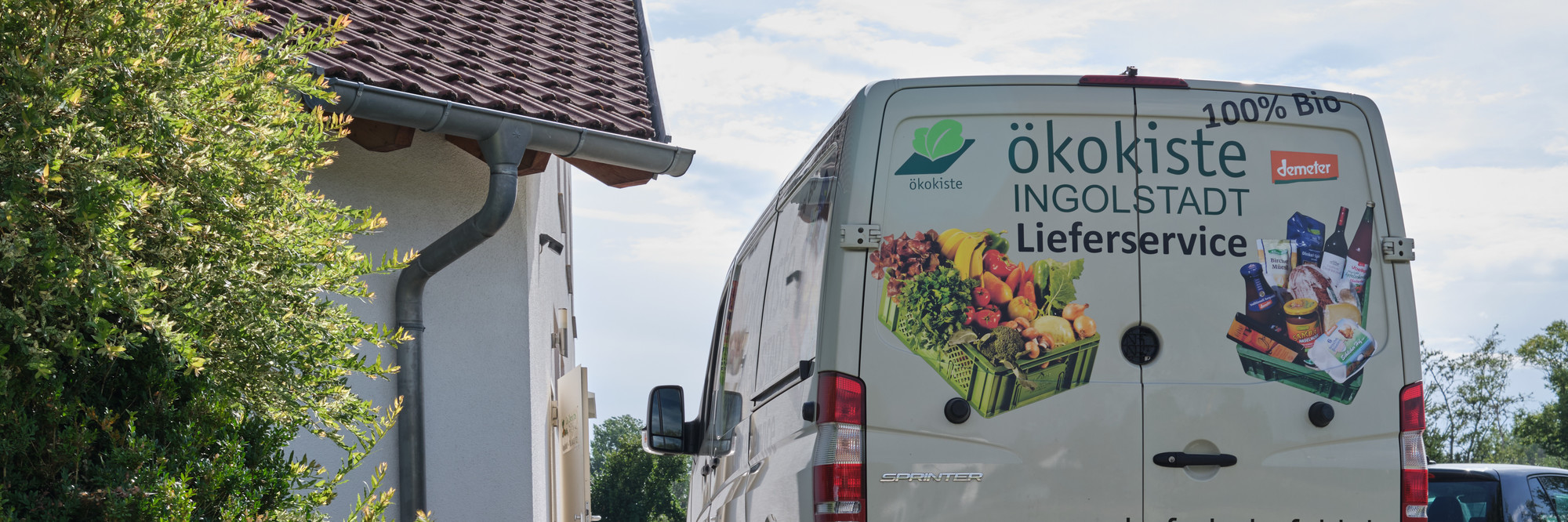 Eine Lieferwagen der Ökokiste Ingolstadt